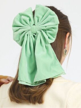 Accessory to Love Mint Green Velvet hair Bow coquette